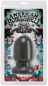 Shell Shock Small Anal Plug Gun Metal Finish 6 Inch Height 9.11 Inch Girth Gun Metal Butt Plugs